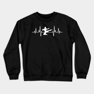 Martial arts fly kick and heartbeat design - for martial arts enthusiasts Crewneck Sweatshirt